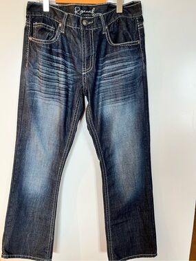 Royal Premium Men’s 34x30 Dark Wash Bootcut Jeans – Contrast Stitch